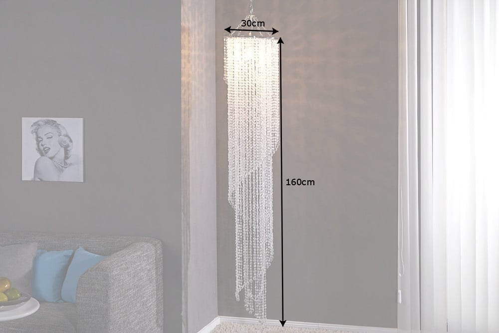 Lampe à suspension extravagante BIG STRASS L 160cm Lampe à suspension Pierres de Strass - 1541