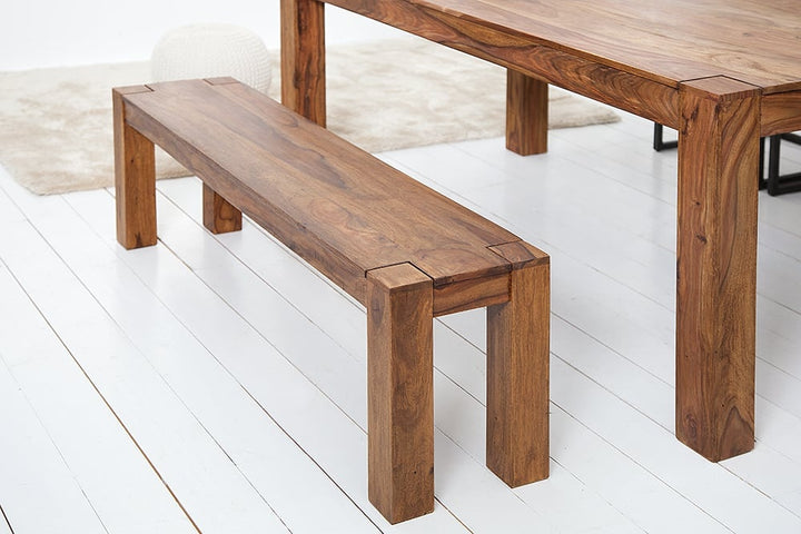 Banc massif MAKASSAR 160cm Banc en bois de Sheesham grain unique - 15520