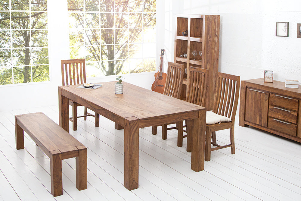 Banc massif MAKASSAR 140cm Banc en bois de Sheesham grain unique - 15521