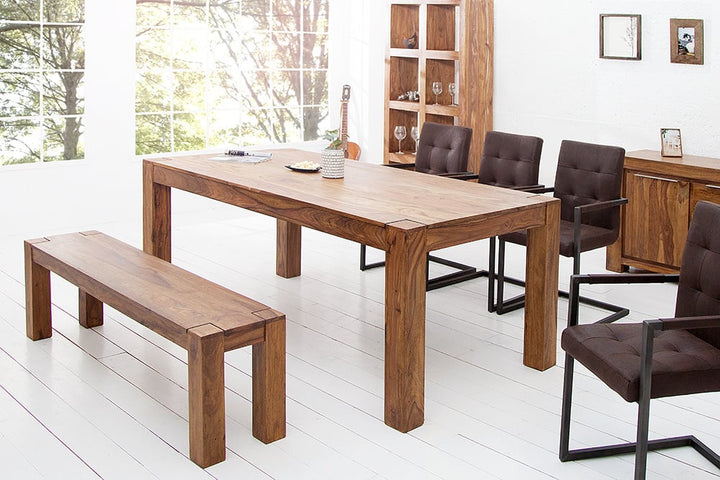 Banc massif MAKASSAR 140cm Banc en bois de Sheesham grain unique - 15521