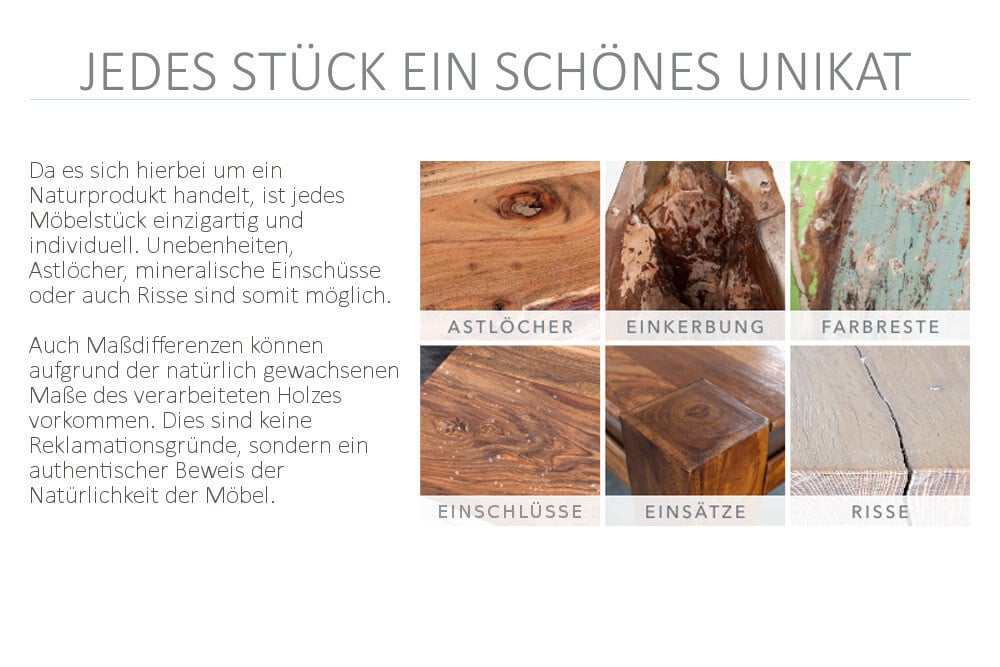 Banc massif MAKASSAR 140cm Banc en bois de Sheesham grain unique - 15521