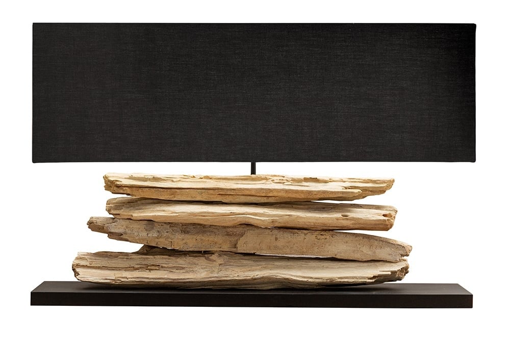 Lampe de table faite main RIVERINE 80cm lampe de table en bois flotté noir - 17327