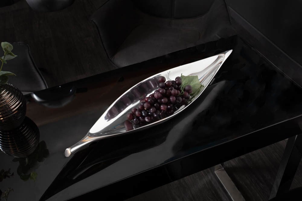 Bol décoratif fait main SILVER LEAF 41cm aluminium argenté - 17371