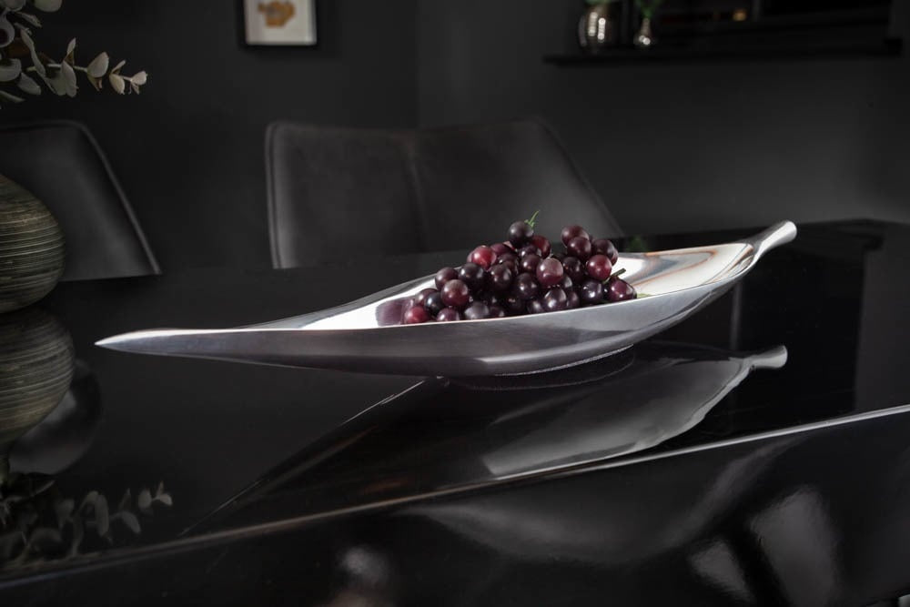 Bol décoratif fait main SILVER LEAF 41cm aluminium argenté - 17371