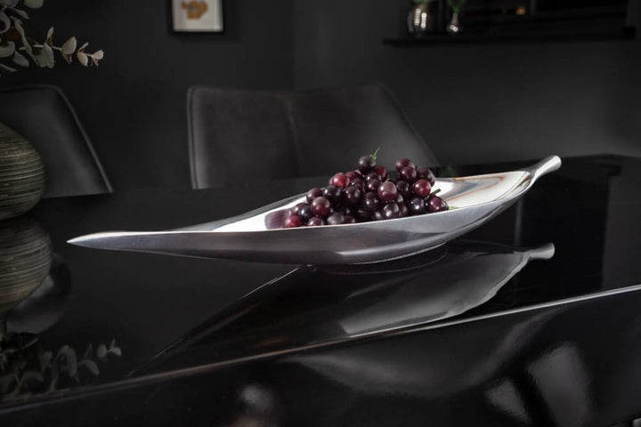 Bol décoratif fait main SILVER LEAF 41cm aluminium argenté - 17371