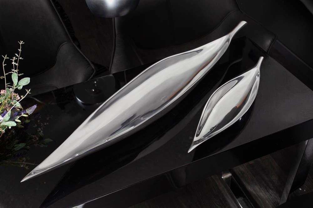 Bol décoratif fait main SILVER LEAF 41cm aluminium argenté - 17371