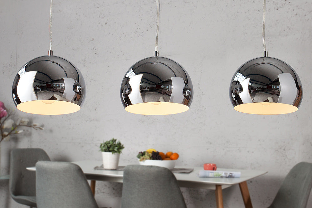 Lampe à suspension triple moderne CHROMAGON lampe boule chromée - 17760
