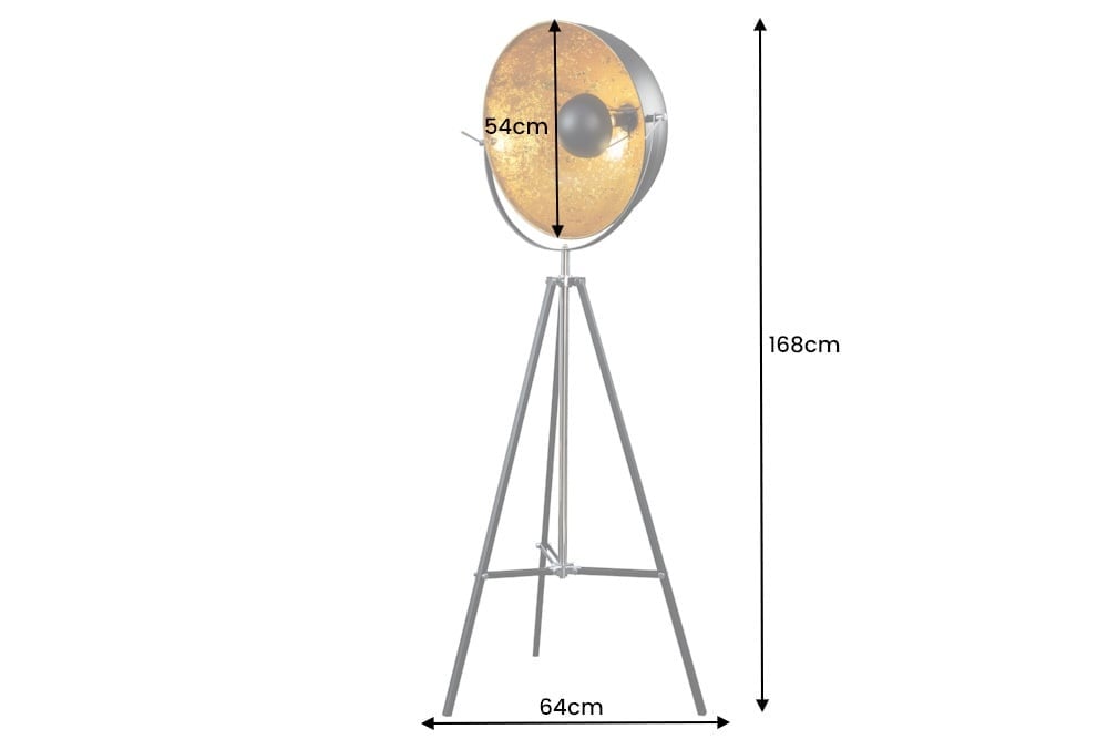 Lampadaire BIG STUDIO 170cm aspect feuille d'or noir design industriel - 18692