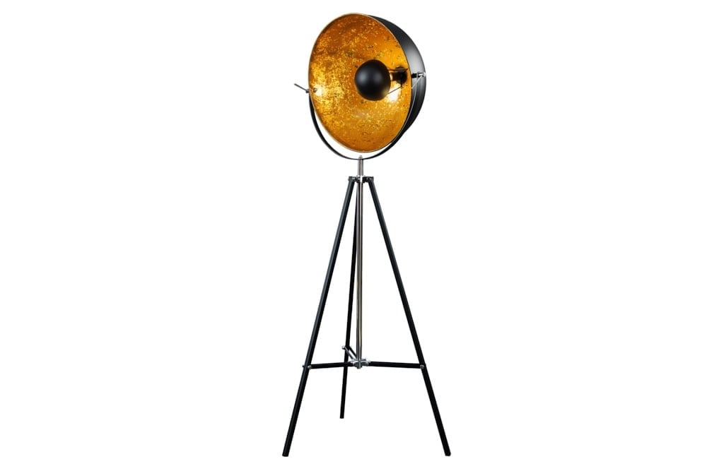Lampadaire BIG STUDIO 170cm aspect feuille d'or noir design industriel - 18692