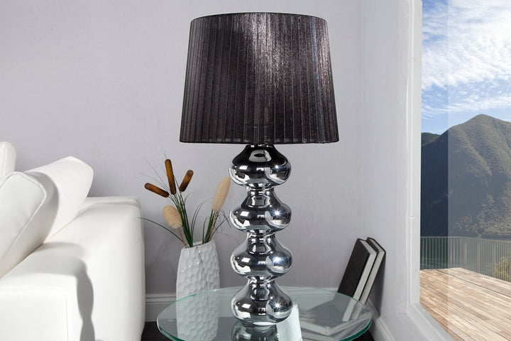 Lampe de table design élégante MIA 60cm lampe de table argentée abat-jour en tissu - 19699