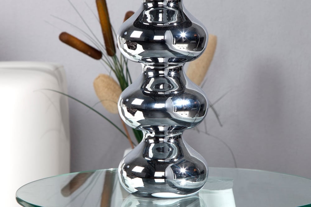 Lampe de table design élégante MIA 60cm lampe de table argentée abat-jour en tissu - 19699
