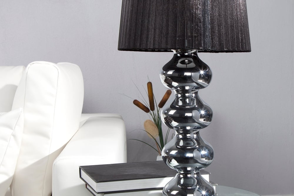 Lampe de table design élégante MIA 60cm lampe de table argentée abat-jour en tissu - 19699