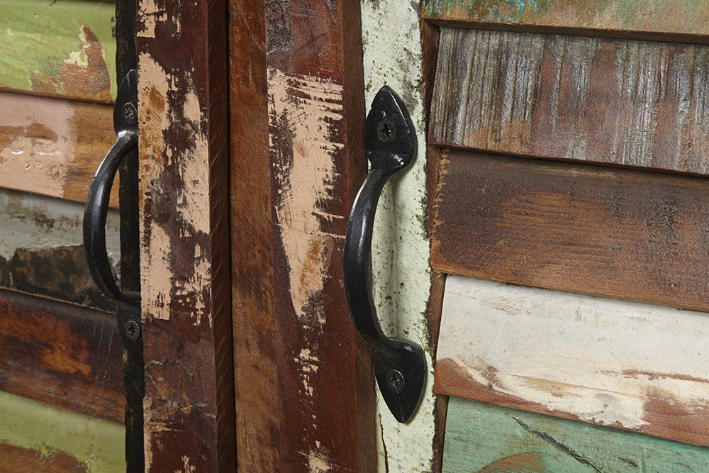 Buffet unique JAKARTA 125cm en bois massif recyclé provenant de bateaux de pêche - 19906