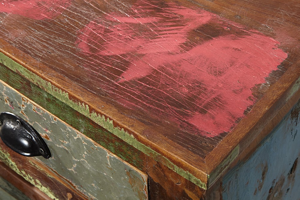 Buffet unique JAKARTA 125cm en bois massif recyclé provenant de bateaux de pêche - 19906