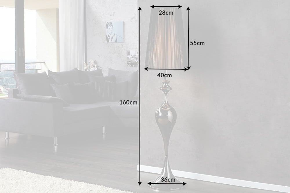 Lampadaire design noble LUCIE 160cm lampadaire noir de style baroque - 20512