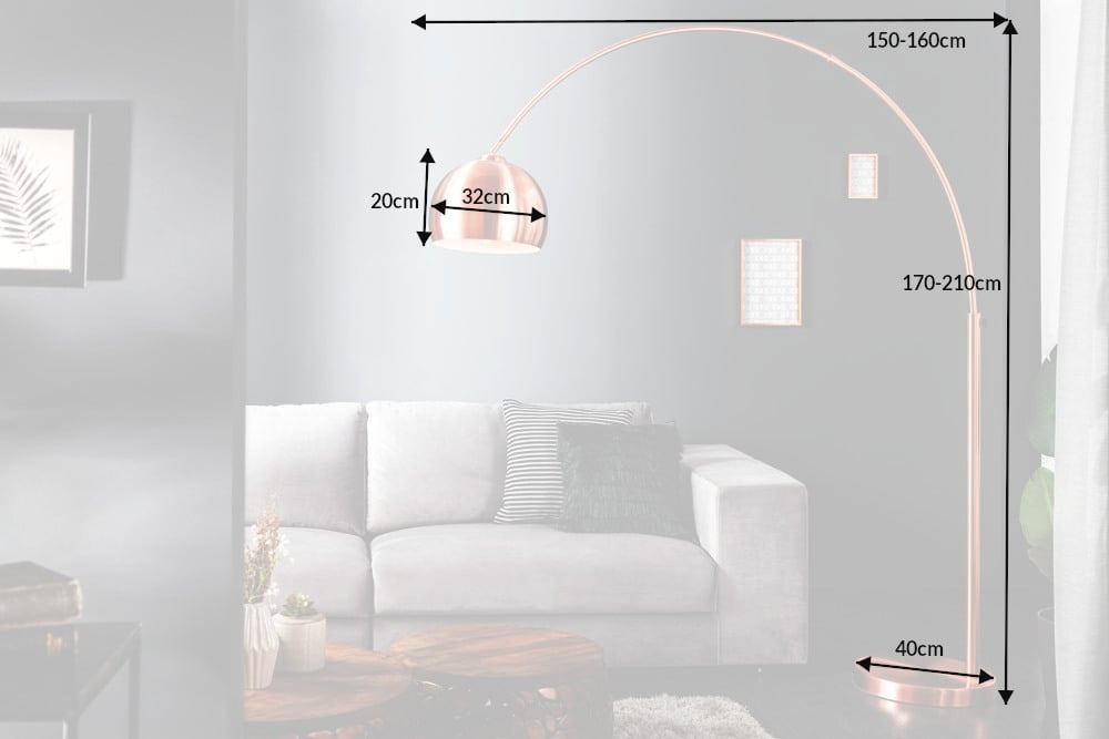 Lampe arc extensible LOUNGE DEAL 170-210cm lampadaire cuivre - 21599