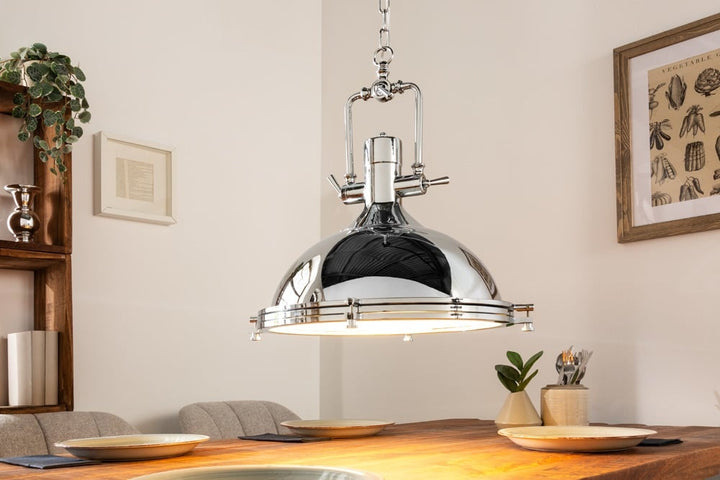 lampe à suspension industrielle INDUSTRIELLE 45cm argent chromé design classique - 22856