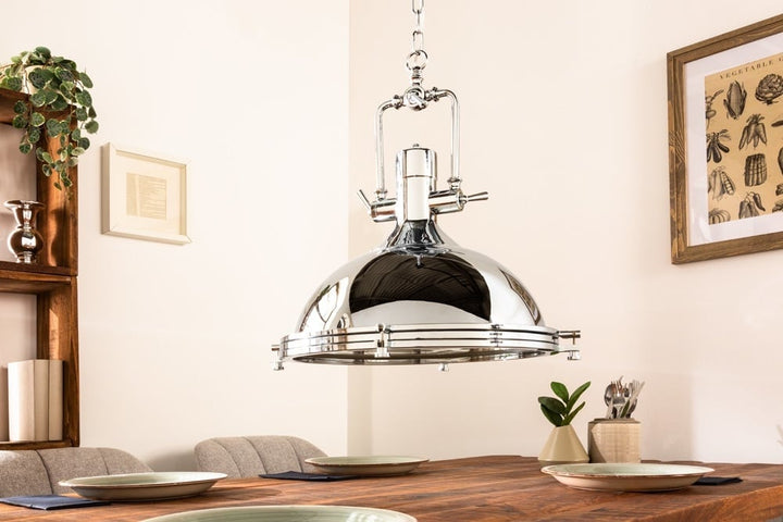 lampe à suspension industrielle INDUSTRIELLE 45cm argent chromé design classique - 22856