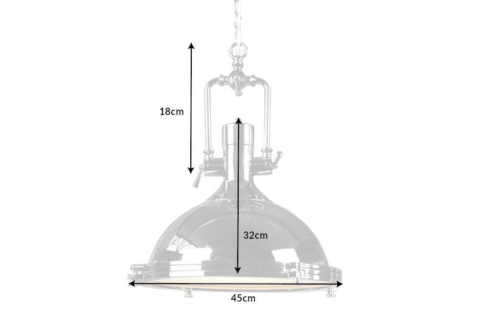 lampe à suspension industrielle INDUSTRIELLE 45cm argent chromé design classique - 22856