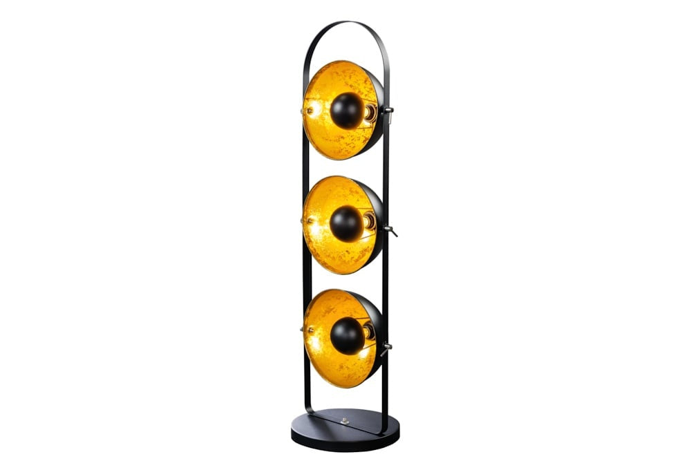 lampadaire industriel STUDIO 130cm aspect feuille d'or noir 3 abat-jour inclinables - 22968