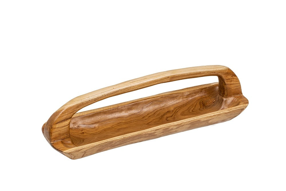 Bol en bois massif BALI 60cm en bois de teck avec manche en grain naturel - 36152