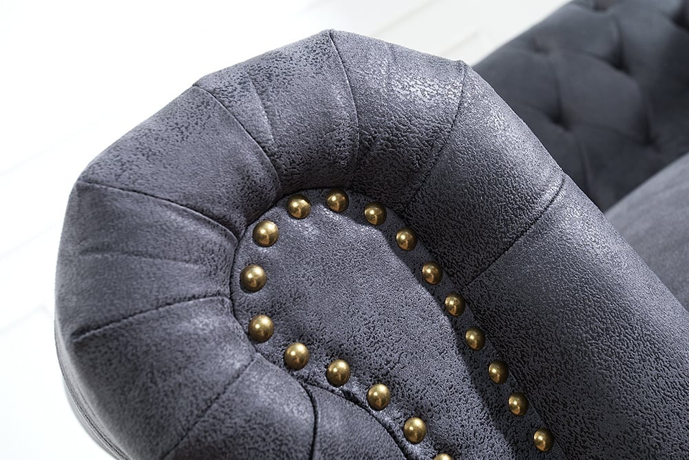 Canapé 3 places design CHESTERFIELD Canapé lounge 3 places à ressorts gris antique 200 cm - 37391