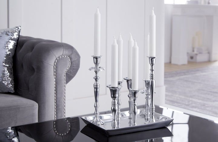 Bougeoir MODERNE BAROQUE 30cm bougeoir 7 flammes en aluminium poli argenté plaque décorative - 38067