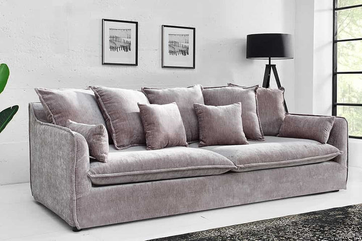 Grand canapé 3 places HEAVEN 200cm housse de canapé à ressorts en velours taupe déhoussable - 38570