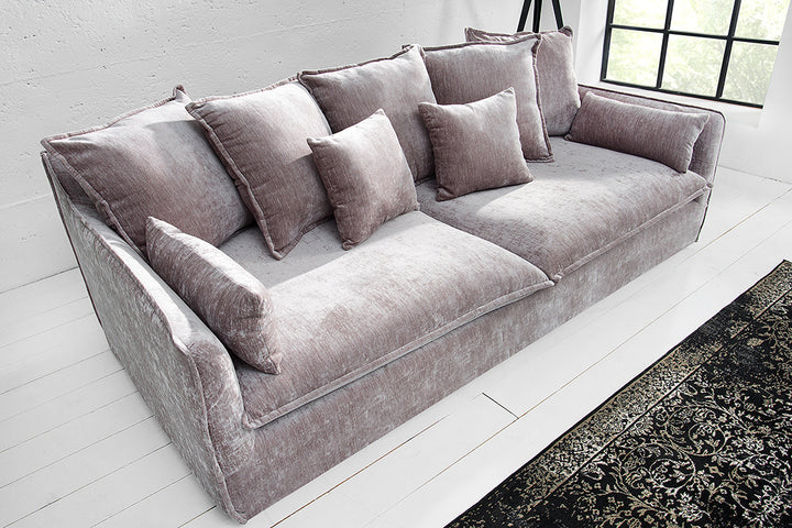 Grand canapé 3 places HEAVEN 200cm housse de canapé à ressorts en velours taupe déhoussable - 38570