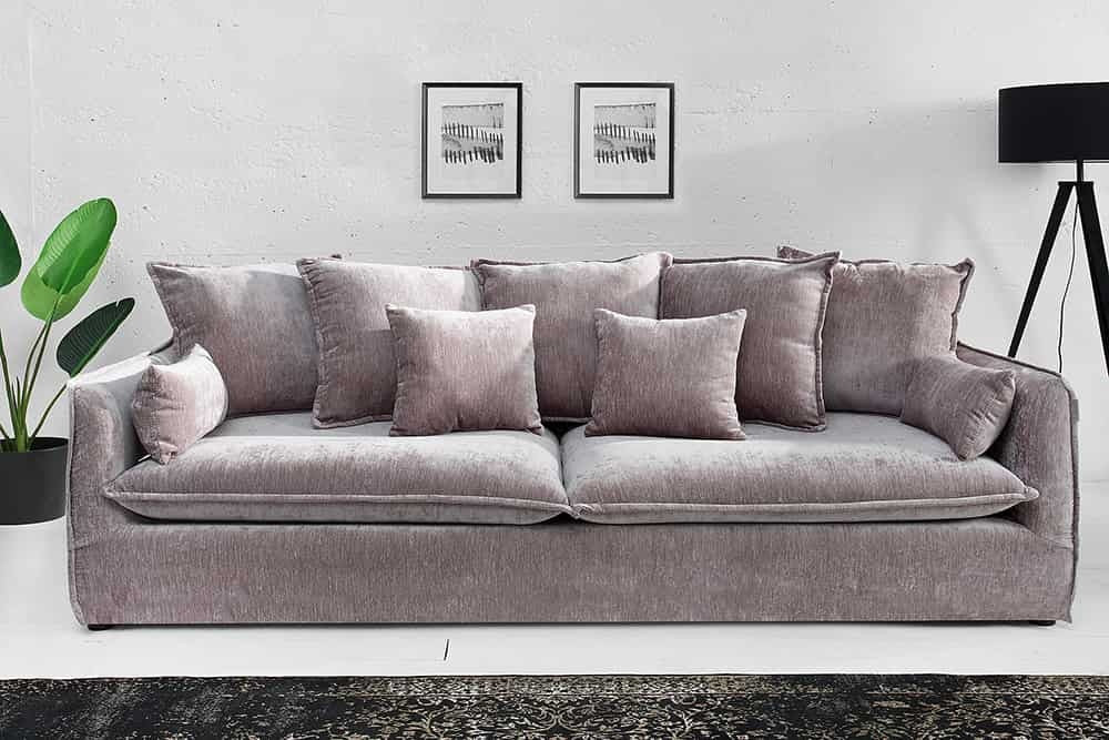 Grand canapé 3 places HEAVEN 200cm housse de canapé à ressorts en velours taupe déhoussable - 38570