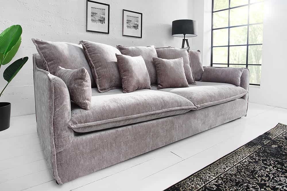 Grand canapé 3 places HEAVEN 200cm housse de canapé à ressorts en velours taupe déhoussable - 38570