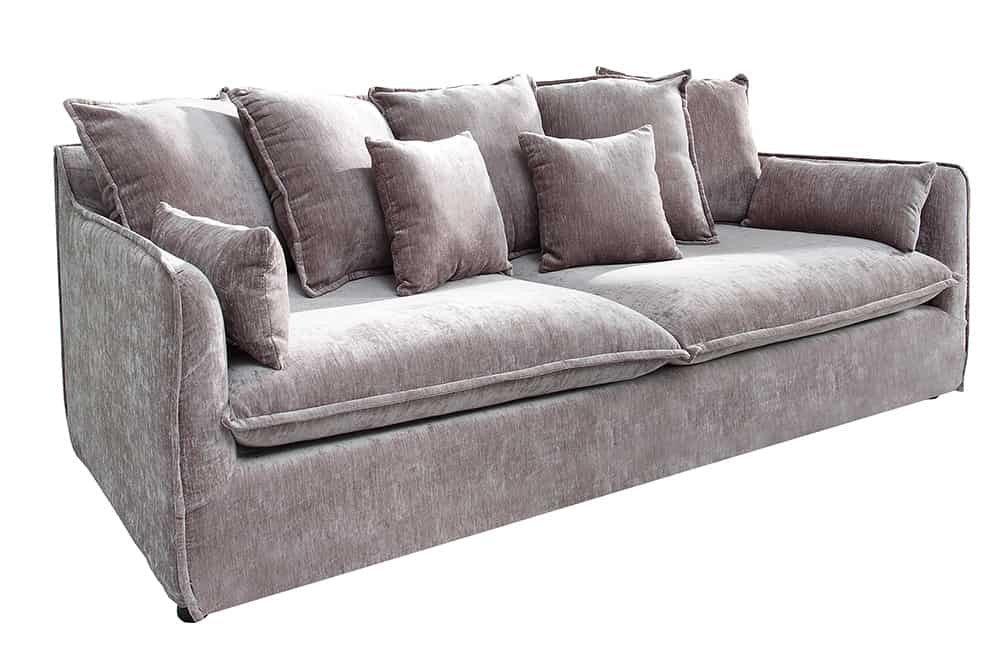 Grand canapé 3 places HEAVEN 200cm housse de canapé à ressorts en velours taupe déhoussable - 38570