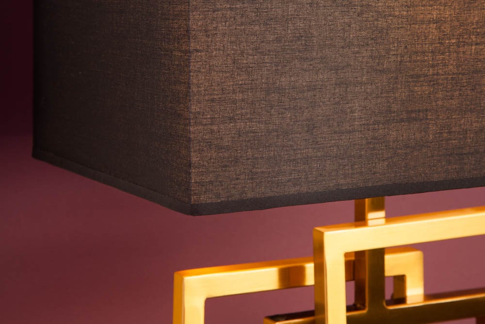 Lampe de table moderne ATLANTIS 56cm abat-jour en tissu doré lampe en marbre noir - 39098
