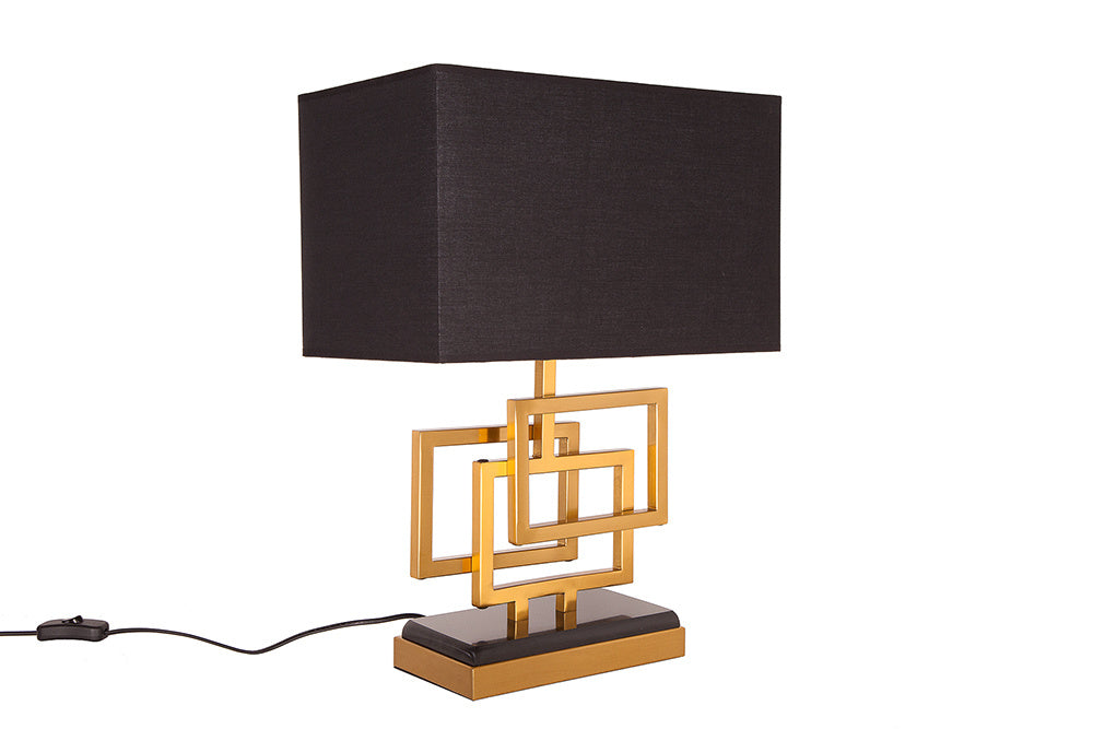 Lampe de table moderne ATLANTIS 56cm abat-jour en tissu doré lampe en marbre noir - 39098