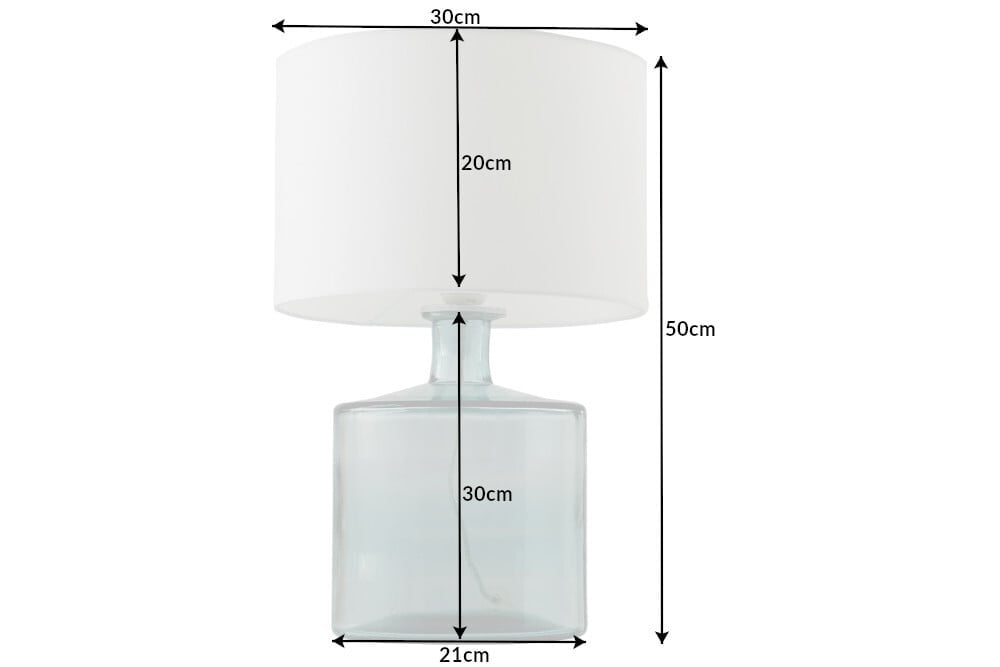 Lampe de table faite main CLASSIC II 50cm abat-jour en coton et verre recyclé de design italien - 39224
