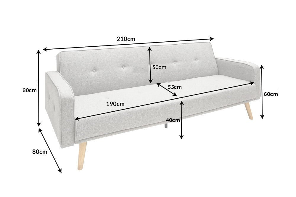 Canapé lit design SCANDINAVIA 210cm canapé 3 places anthracite avec structure de haute qualité - 39248