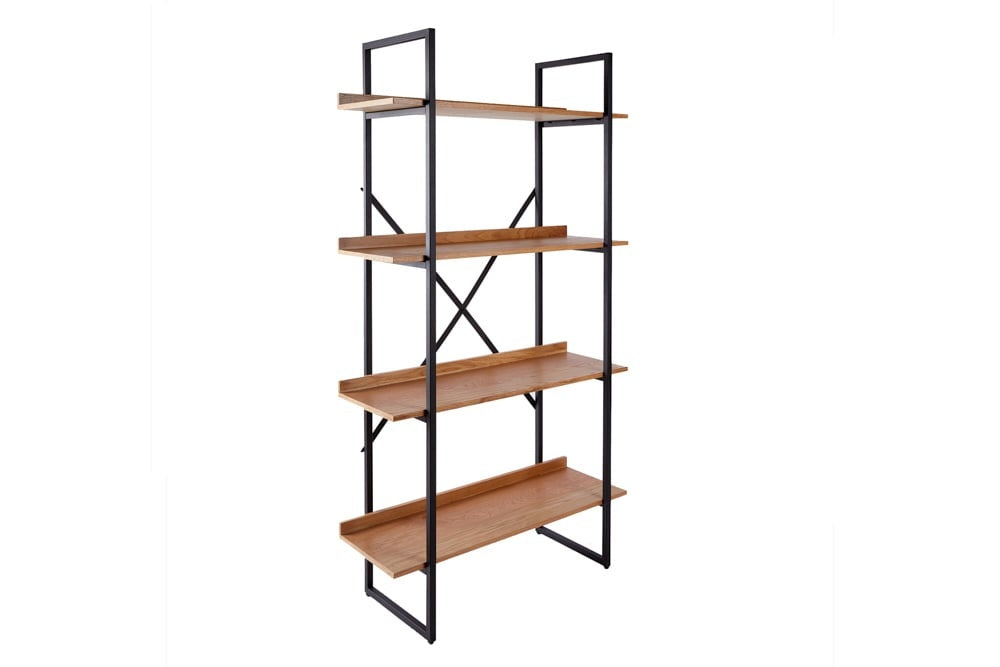 bibliothèque industrielle FACTORY 166cm aspect chêne avec structure en métal - 39705