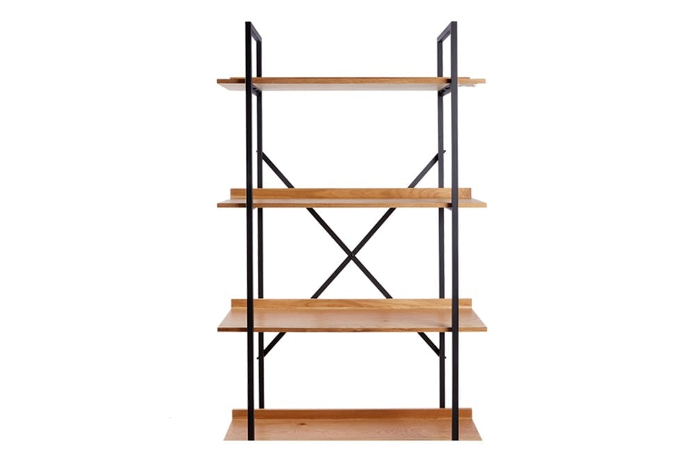 bibliothèque industrielle FACTORY 166cm aspect chêne avec structure en métal - 39705