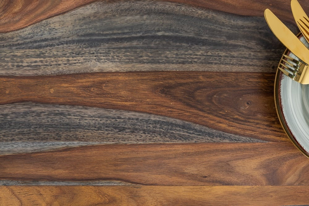 Buffet massif RELIEF 160 cm en bois de Sesham finition gris fumé avec façade détaillée - 39746
