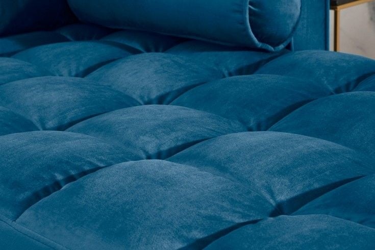 Canapé d'angle élégant COSY VELVET Canapé 3 places avec âme à ressorts en velours bleu pétrole - 39847