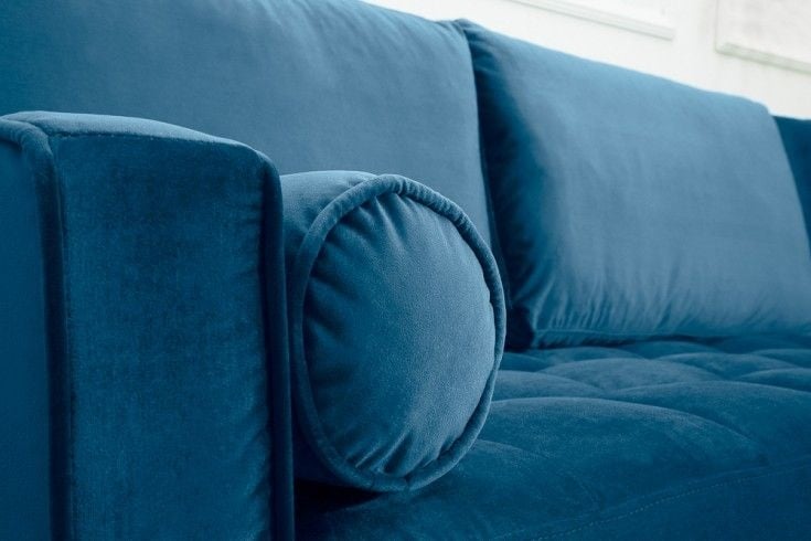 Canapé d'angle élégant COSY VELVET Canapé 3 places avec âme à ressorts en velours bleu pétrole - 39847
