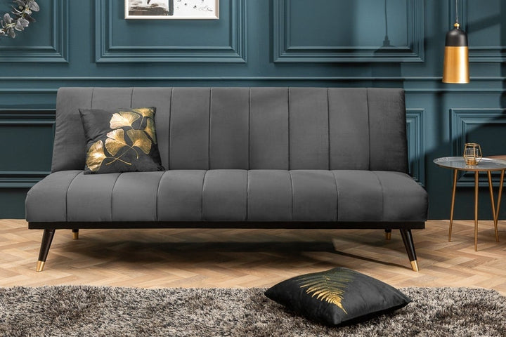 Canapé lounge design 3 places PETIT BEAUTE Canapé convertible 180cm en velours gris - 40028