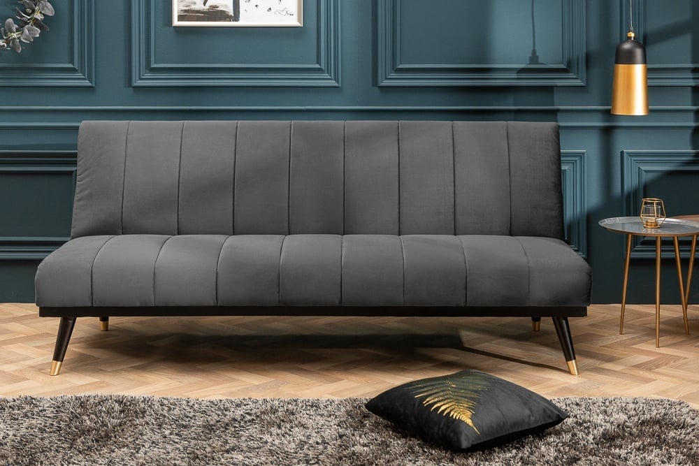 Canapé lounge design 3 places PETIT BEAUTE Canapé convertible 180cm en velours gris - 40028