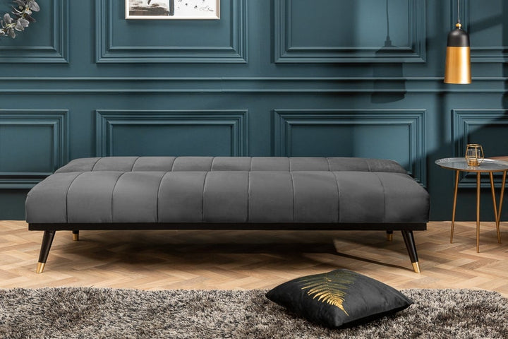 Canapé lounge design 3 places PETIT BEAUTE Canapé convertible 180cm en velours gris - 40028