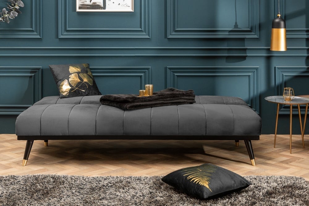 Canapé lounge design 3 places PETIT BEAUTE Canapé convertible 180cm en velours gris - 40028