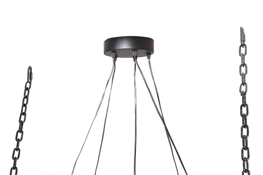 lampe à suspension industrielle BARRACUDA 152cm en bois massif recyclé à 5 lumières - 40080