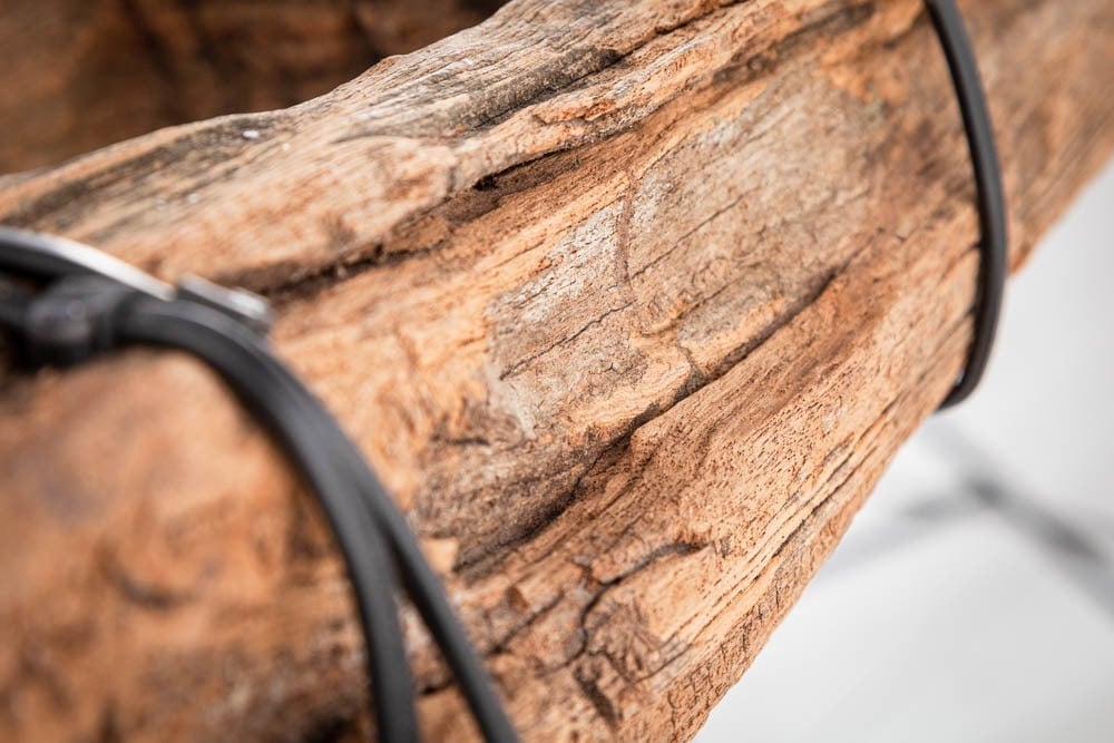 lampe à suspension industrielle BARRACUDA 152cm en bois massif recyclé à 5 lumières - 40080
