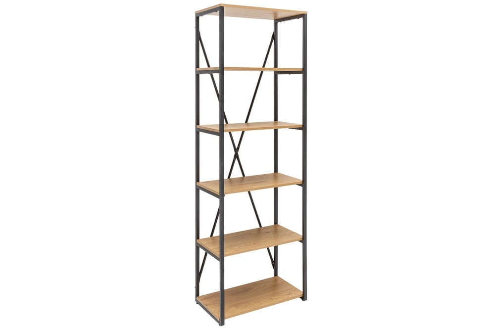 bibliothèque industrielle STUDIO 180cm aspect chêne avec structure en métal - 40627