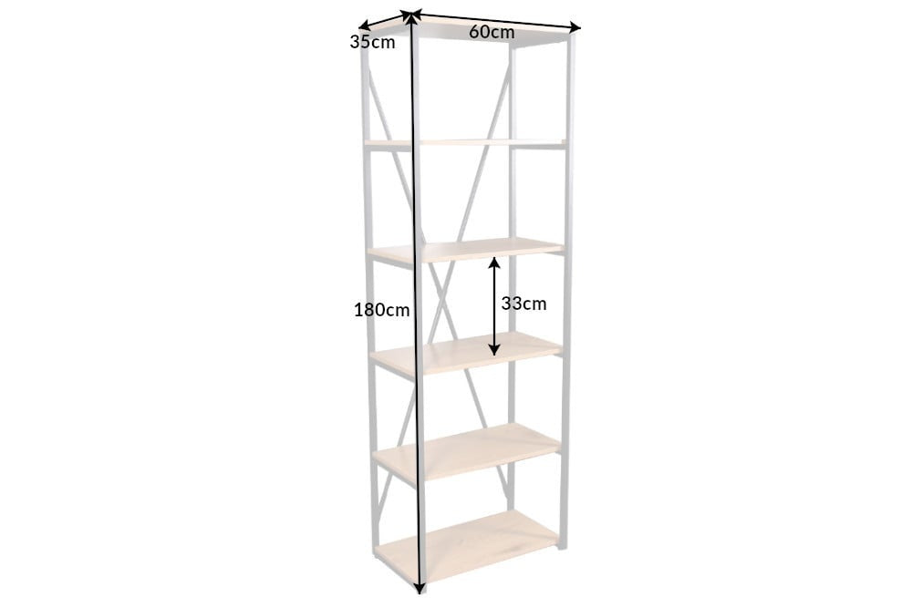 bibliothèque industrielle STUDIO 180cm aspect chêne avec structure en métal - 40627