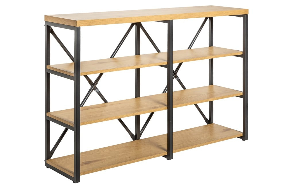 bibliothèque industrielle STUDIO 110cm aspect chêne avec structure en métal - 40628